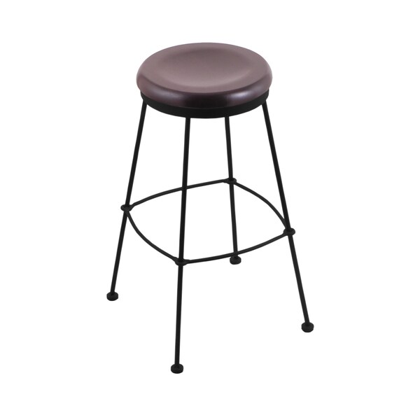 25" Stationary Counter Stool, Black Wrinkle, Dark Cherry Maple Seat